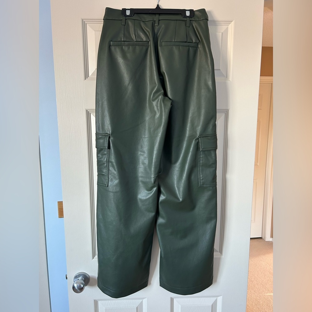 Reitmans Dark Green Wide Leg Faux Leather Pants - Picture 2 of 5